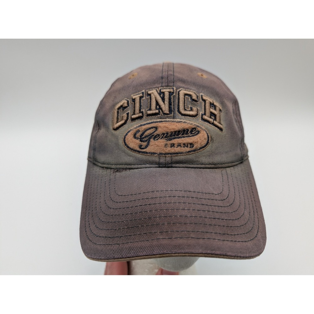 Cinch Genuine Brand Brown Cotton Twill Adjustable Strapback Baseball Hat Cap